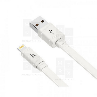 Кабель USB - Lightning (для iPhone) Hoco X5 (плоский) Белый
