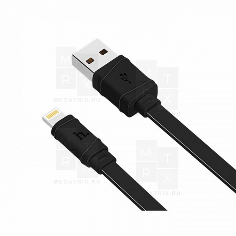 Кабель USB - Lightning (для iPhone) Hoco X5 (плоский) черный