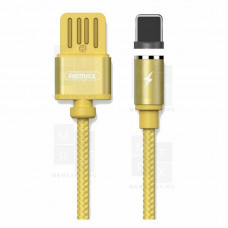 Кабель USB - Lightning (для iPhone) Remax RC-095i (магнитный, оплетка ткань) Золото