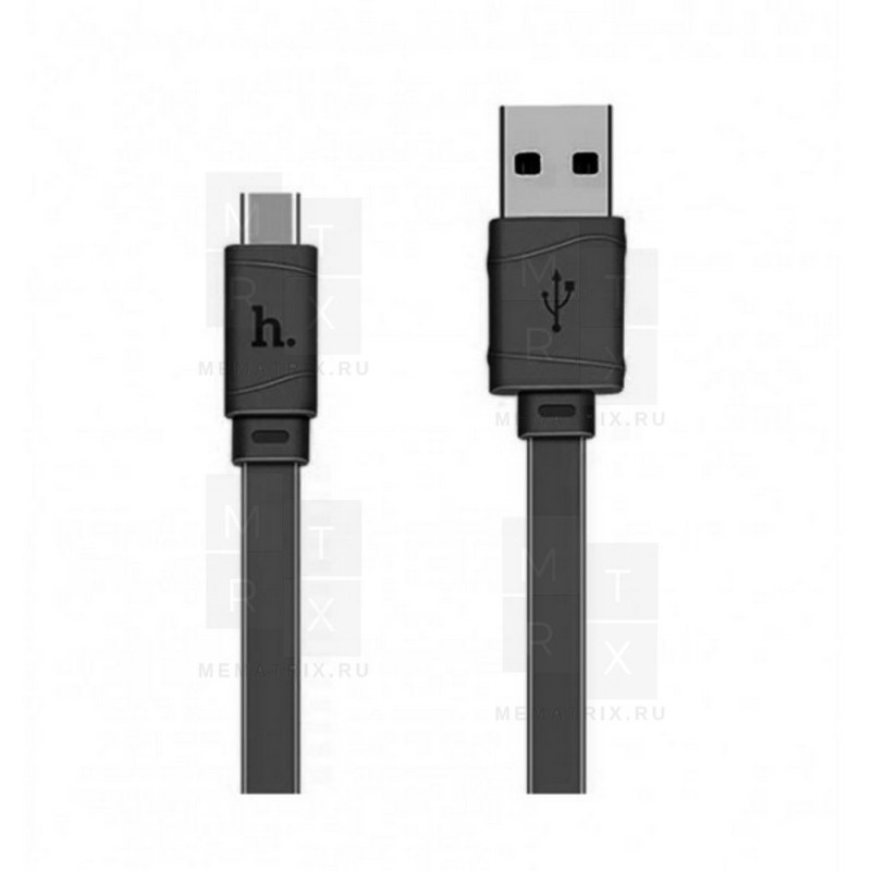 Кабель USB - Type-C Hoco X5 (плоский) Черный
