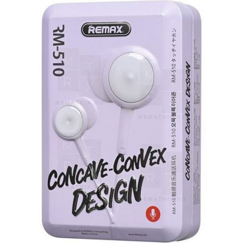 Гарнитура наушники Remax RM-510 (вакуумные) Белая