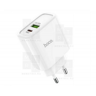 Сетевое зарядное устройство USB - Type-C Hoco C57A (3.1А, QC3.0, PD) Белый