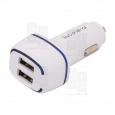 Автомобильное зарядное устройство USB Borofone BZ14 (2.4A, 2 порта, кабель Type-C) Белый