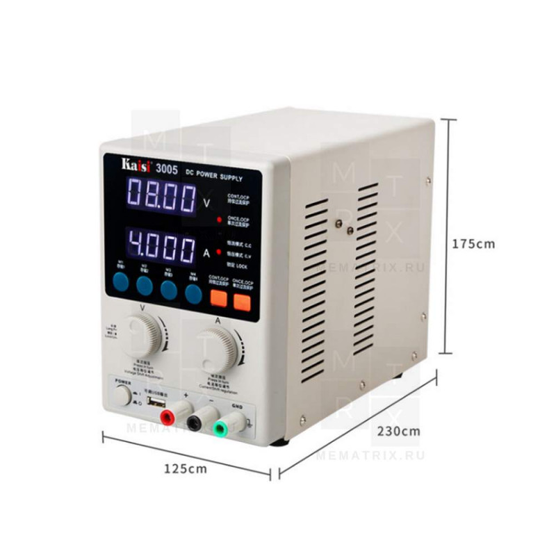 Источник питания цифровой KAISI 3005 CNC DC (30V, 5A, режим стабилизации тока)