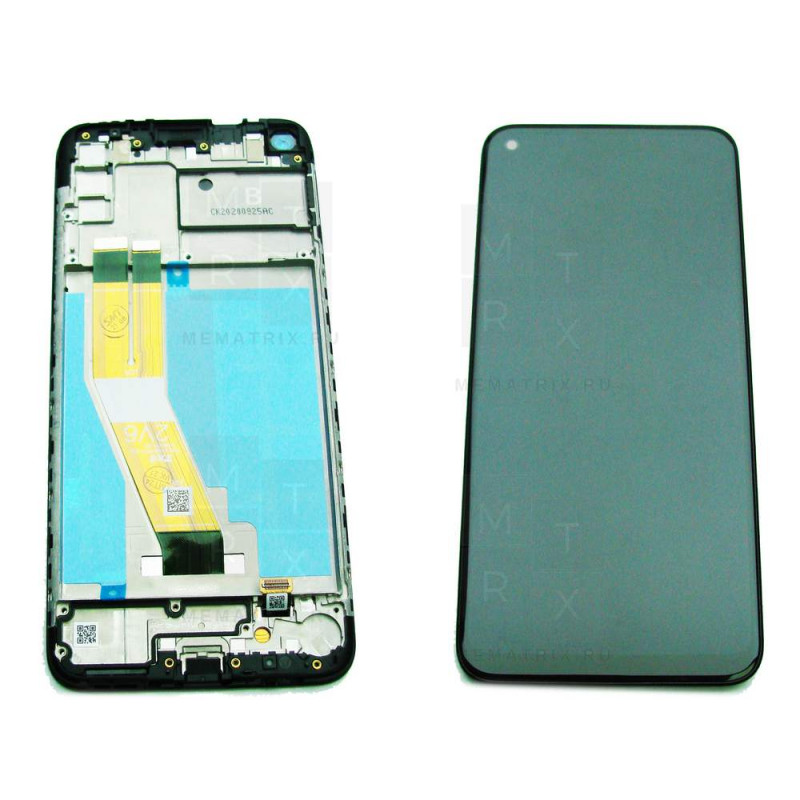 Samsung A11 (A115F) тачскрин + экран (модуль) черный OR с рамкой