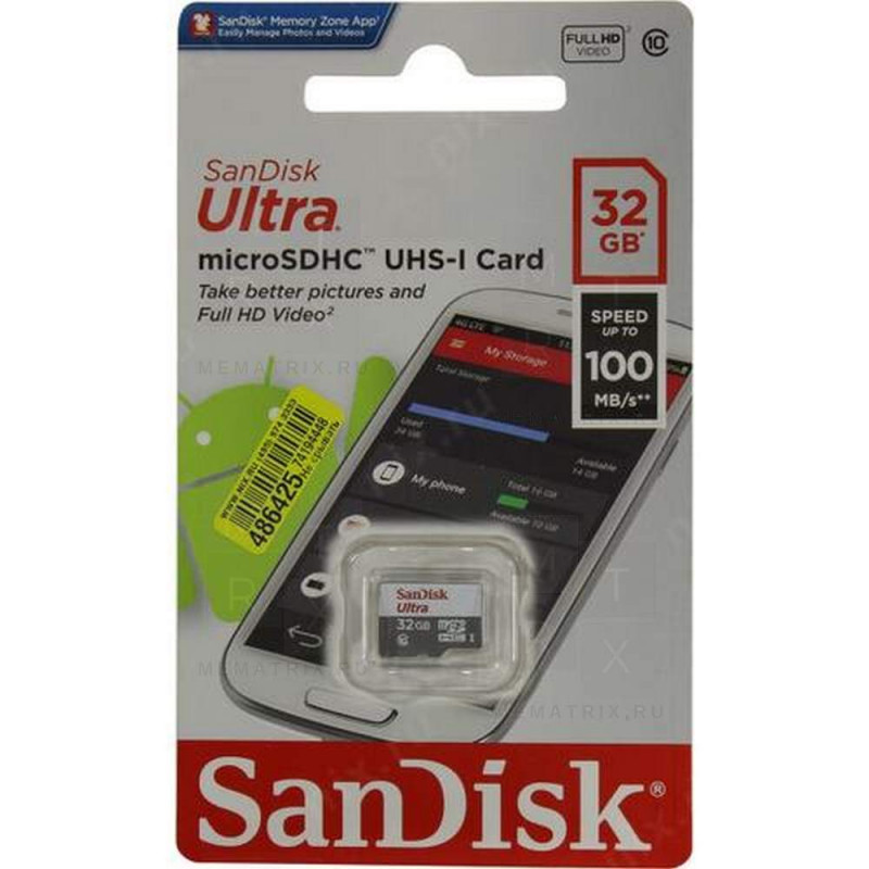 Карта памяти MicroSDHC 32GB Class 10 SanDisk Ultra Light UHS-I 100MB/s