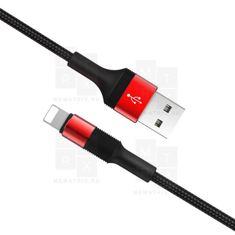 Кабель USB - Lightning (для iPhone) Borofone BX21 (2.4A, оплетка ткань) Черный