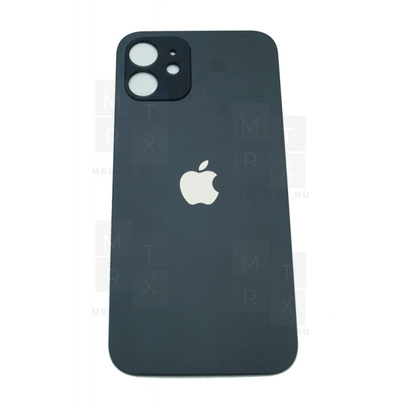 Задняя крышка iPhone 12 (чёрный) с увеличенным вырезом под камеру