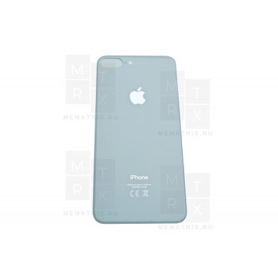 Задняя крышка iPhone 8 plus silver (белый) с увеличенным вырезом под камеру Премиум AA