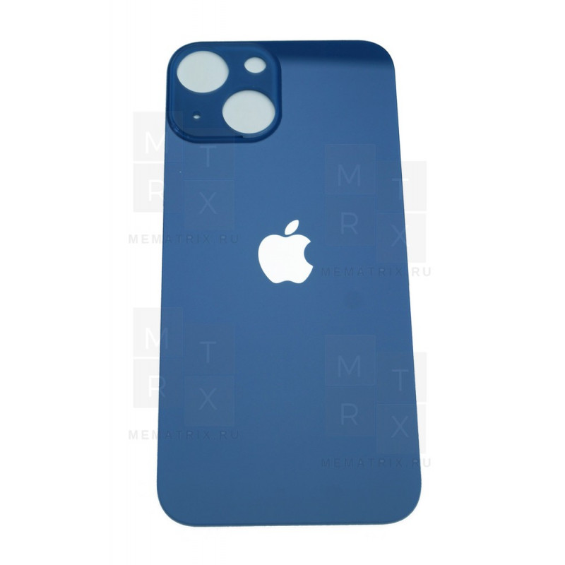 Задняя крышка iPhone 13 Mini blue (синее) с широким отверстием склеенное