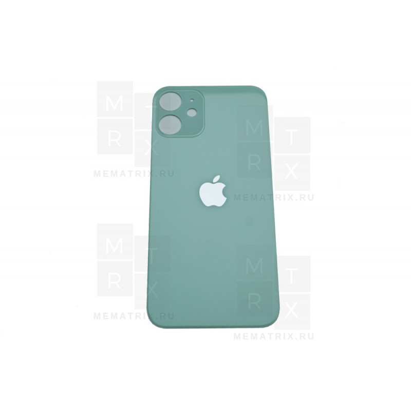 Задняя крышка iPhone 12 mini green (зеленая) с увеличенным вырезом под камеру склеенное