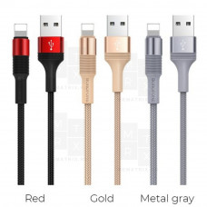 Кабель USB - Lightning (для iPhone) Borofone BX21 (2.4A, оплетка ткань) Серый