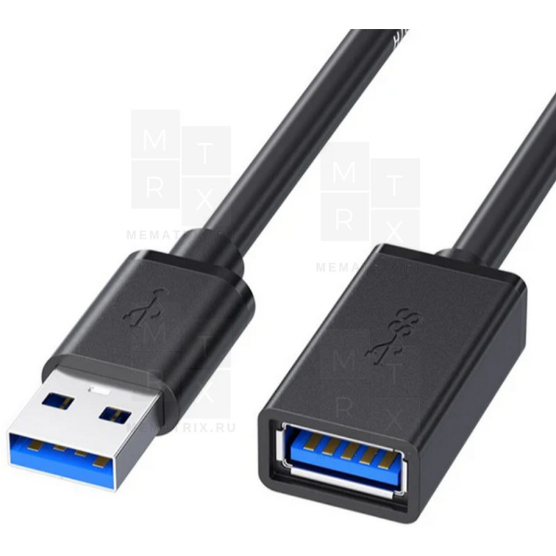 Кабель удлинительный USB 3.0 (M) - USB 3.0 (F) (1.5 м) Черный