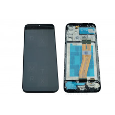 Samsung A03s (A037G) тачскрин + экран (модуль) черный OR с рамкой (GH81-21233A) REF 163mm