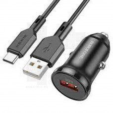 Автомобильное зарядное устройство USB Borofone BZ18 (18W, QC3.0, кабель Type-C) Черный