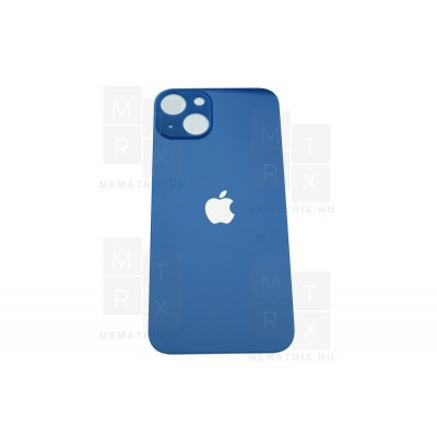 Задняя крышка iPhone 13 blue (синее) с широким отверстием склеенное
