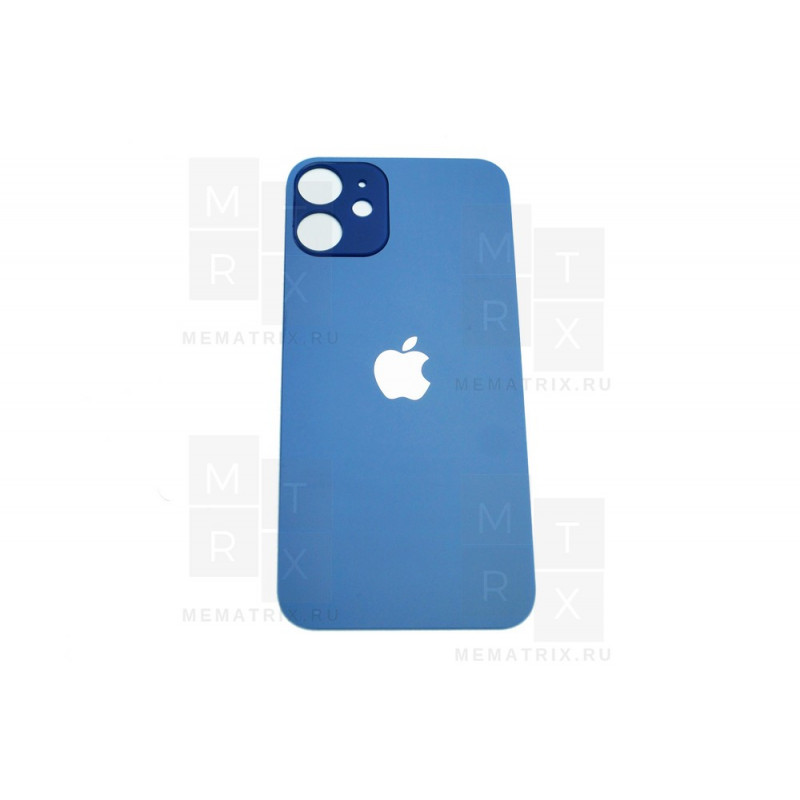Задняя крышка iPhone 12 mini blue (синее) с увеличенным вырезом под камеру OR