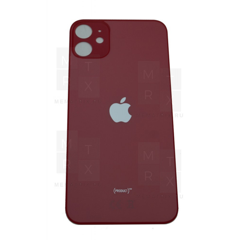 Задняя крышка iPhone 11 red (красная) с увеличенным вырезом под камеру  Премиум AA