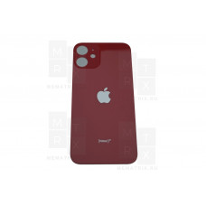 Задняя крышка iPhone 12 mini red (красная) с увеличенным вырезом под камеру  Премиум AA