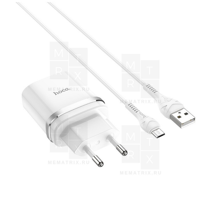 Сетевое зарядное устройство USB Hoco C12Q (18W, QС3.0, кабель MicroUSB) Белый