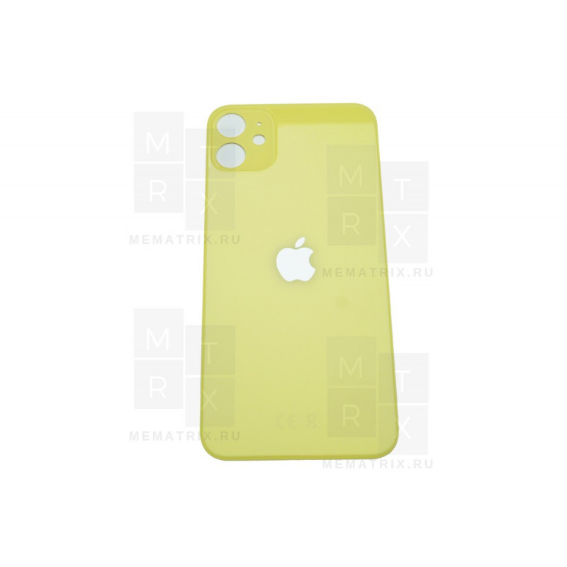 Задняя крышка iPhone 11 yellow (желтая) с увеличенным вырезом под камеру  Премиум AA