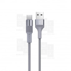 Кабель USB - Type-C Borofone BX21 (3A, оплетка ткань) Серый