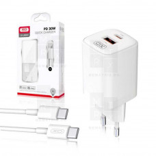 Сетевое зарядное устройство USB, Type-C XO L96 (30W, QС3.0, PD) Белый