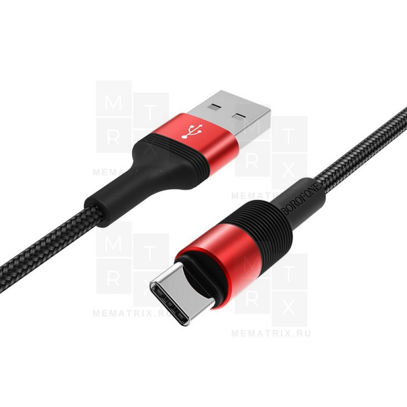 Кабель USB - Type-C Borofone BX21 (3A, оплетка ткань) Черный