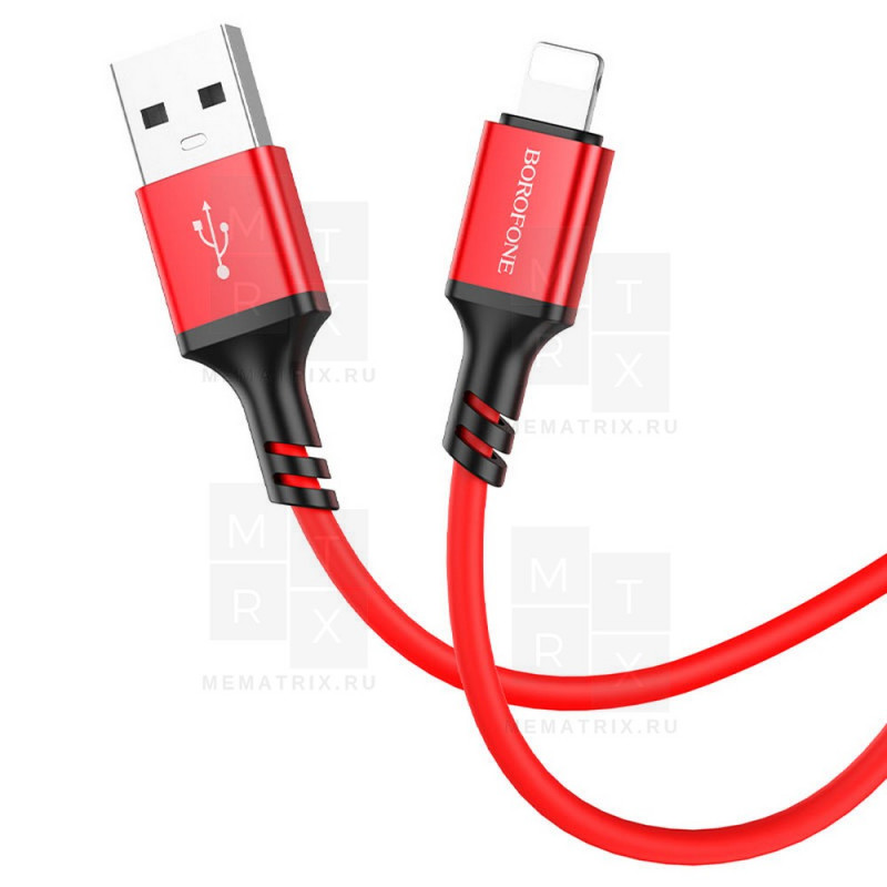 Кабель USB - Lightning (для iPhone) Borofone BX83 (2.4A, силикон) Красный
