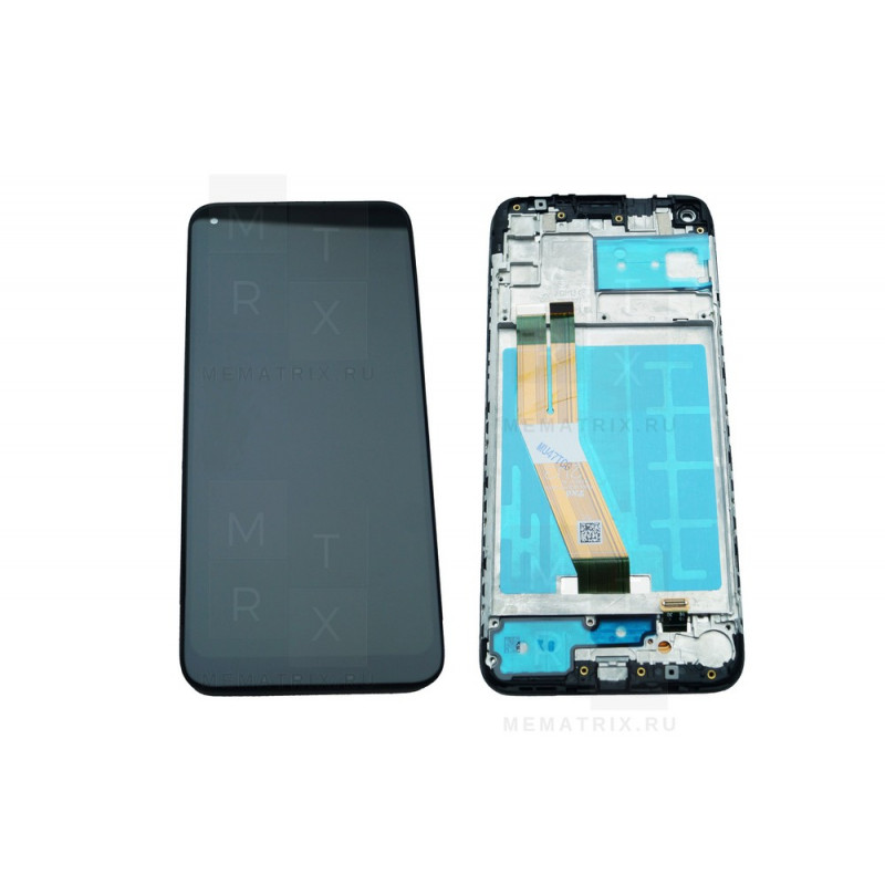 Samsung A11 (A115F) тачскрин + экран (модуль) черный OR с рамкой Ref