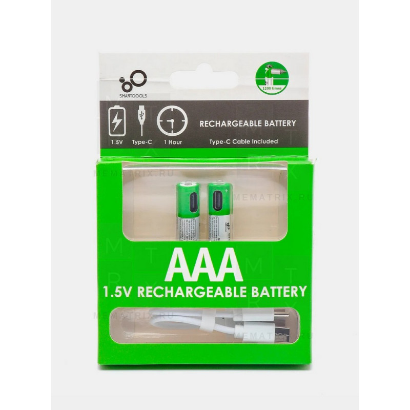 Аккумулятор AAA Smartools 400 mAh (4 шт. в блистере, перезаряжаемые от Type-C)