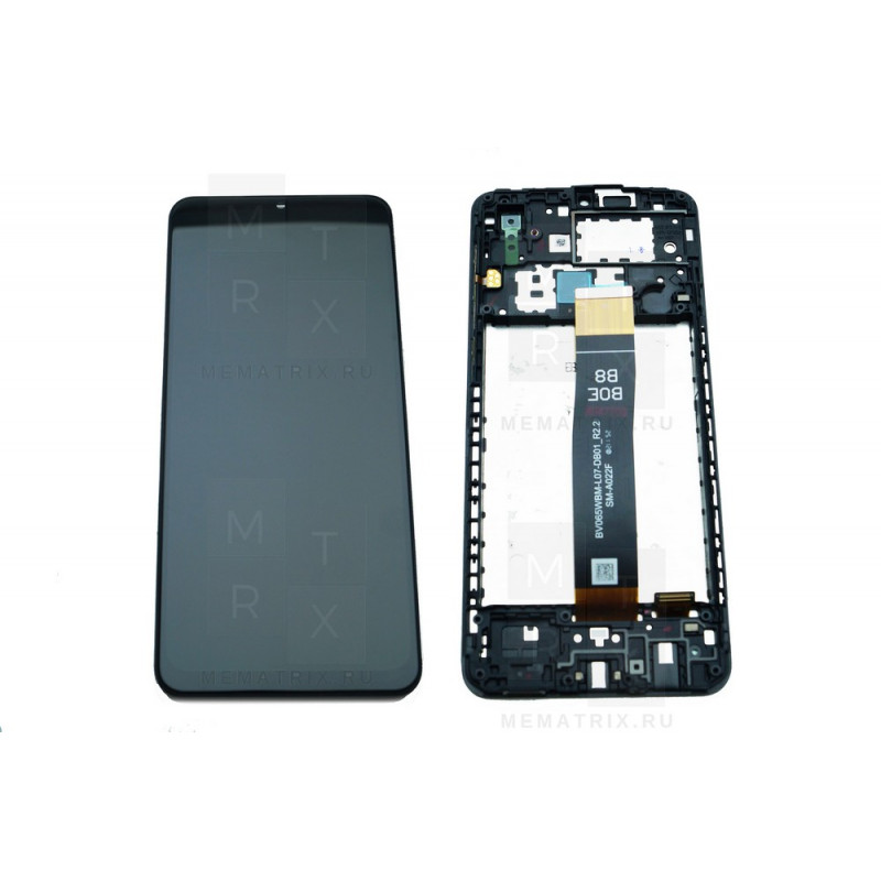Samsung A02 (A022G) тачскрин + экран (модуль) черный OR с рамкой Ref