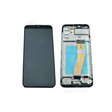 Samsung A02s (A025F) тачскрин + экран (модуль) черный OR с рамкой (GH81-20118A) REF