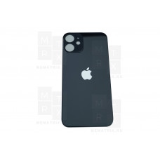 Задняя крышка iPhone 12 mini black (черная) с увеличенным вырезом под камеру склеенное