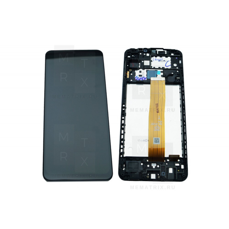 Samsung A12 (A125F) тачскрин + экран (модуль) черный OR с рамкой Ref