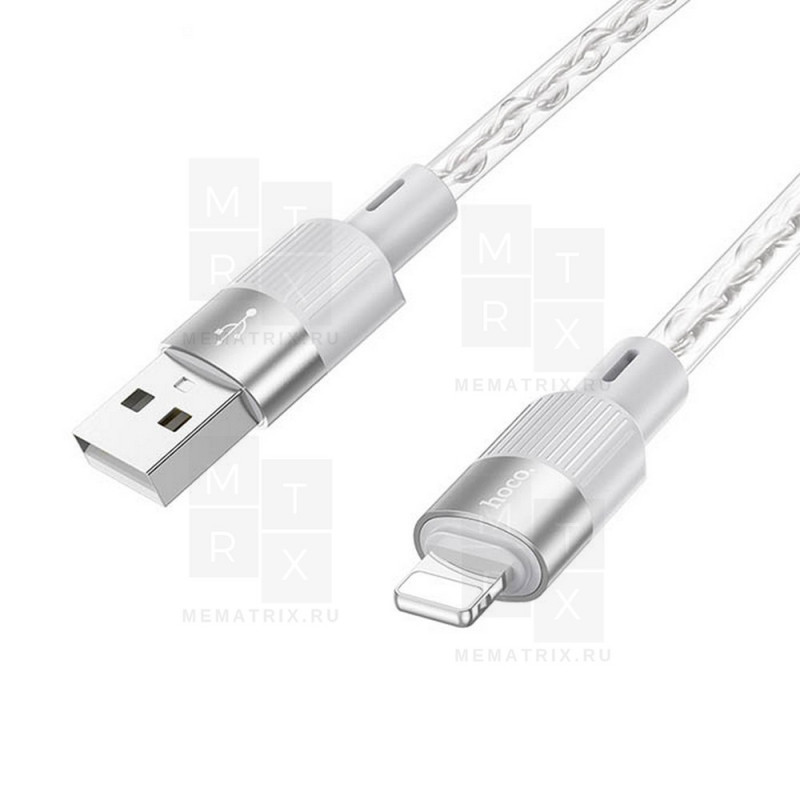 Кабель USB - Lightning (для iPhone) Hoco X99 (2.4А, прозрачный силикон, термостойкий) Серый
