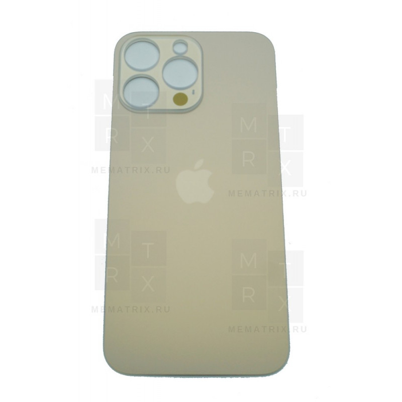 Задняя крышка iPhone 14 Pro Max gold (золотая) с увеличенным вырезом под камеру
