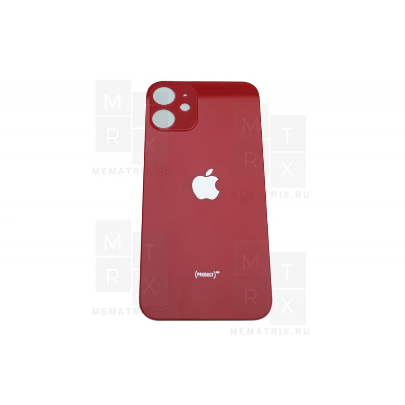 Задняя крышка iPhone 12 mini red (красная) с увеличенным вырезом под камеру склеенное