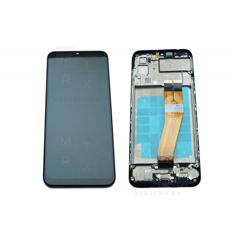 Samsung A03 (A035F) тачскрин + экран (модуль) черный OR с рамкой Ref