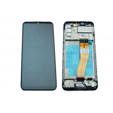 Samsung A03s (A037F) тачскрин + экран (модуль) черный OR с рамкой (GH81-21232A) REF
