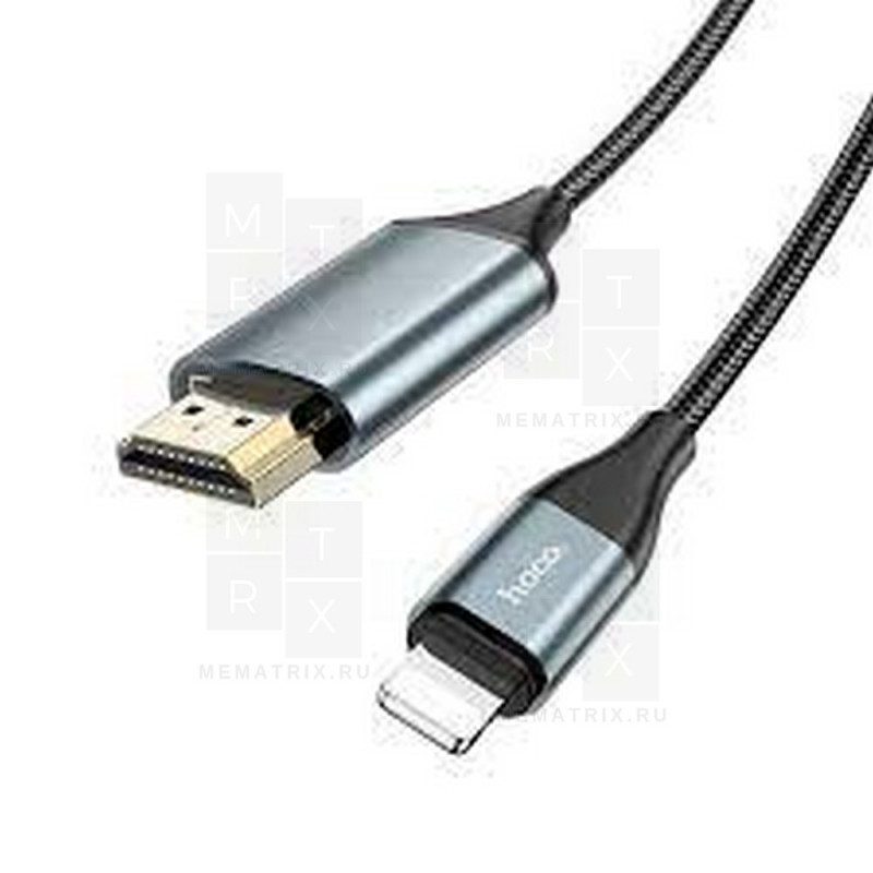 Кабель Lightning - HDMI Hoco UA15 (1080р HD, оплетка нейлон, 2 м) Серый