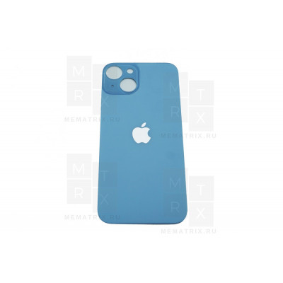 Задняя крышка iPhone 14 blue (синяя) с увеличенным вырезом под камеру  Премиум AA