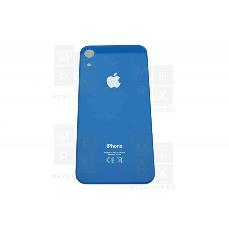 Задняя крышка iPhone Xr blue (синяя) с увеличенным вырезом под камеру  Премиум AA