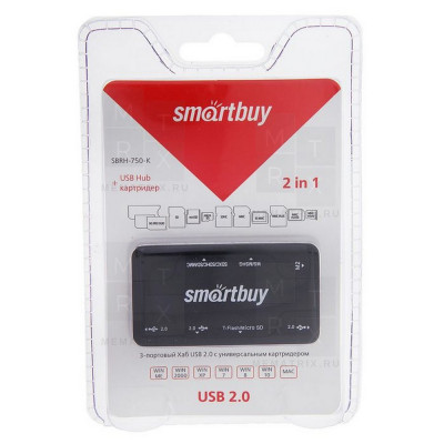 Хаб + Картридер Smartbuy COMBO MASTER SBRH-750-B черный