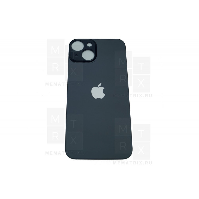 Задняя крышка iPhone 14 midnight (черная) с увеличенным вырезом под камеру  Премиум AA