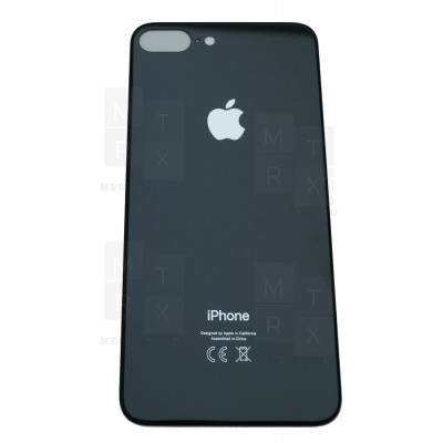 Задняя крышка iPhone 8 plus space gray (черный) с увеличенным вырезом под камеру Премиум AA