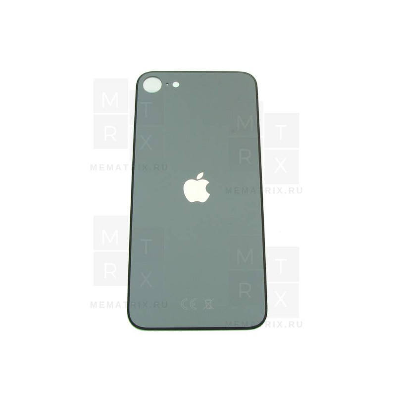 Задняя крышка для iPhone SE (2020) чёрный с увеличенным вырезом под камеру премиум