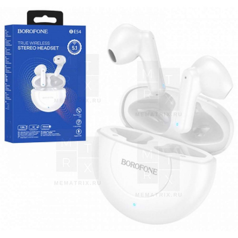 Беспроводные наушники Bluetooth Borofone BE54 ( TWS, вкладыши ) Белый