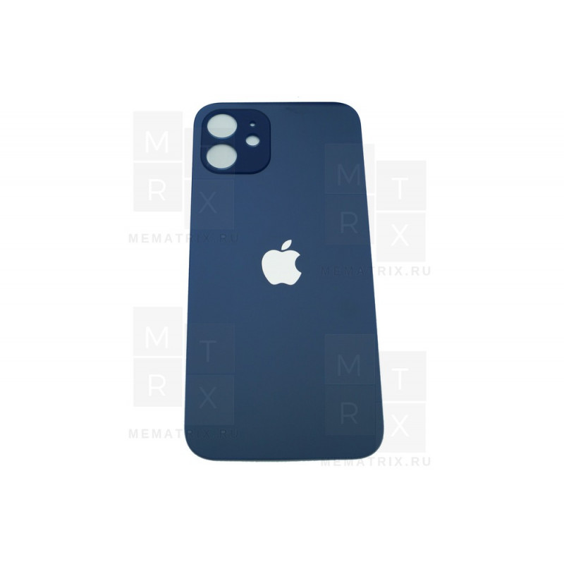 Задняя крышка iPhone 12 blue (синее) с увеличенным вырезом под камеру