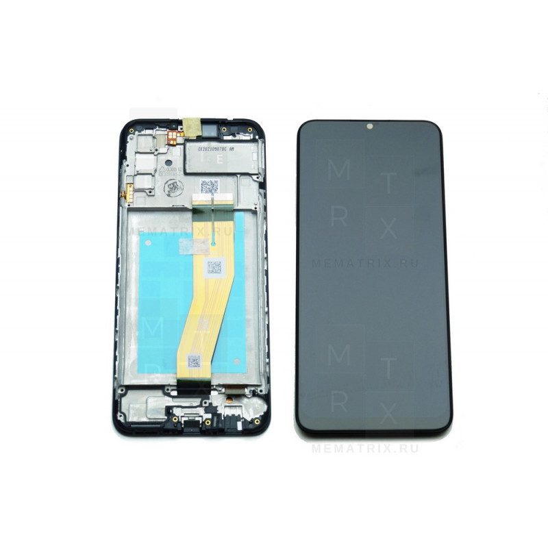 Samsung A02s (A025F) тачскрин + экран (модуль) черный OR с рамкой (GH81-20181A)